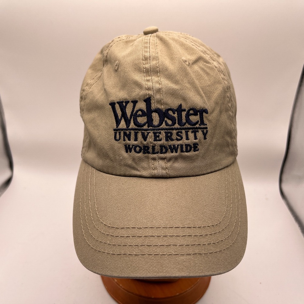Webster University Worldwide Hat Khaki Tan Embroidered Baseball Cap Cobra